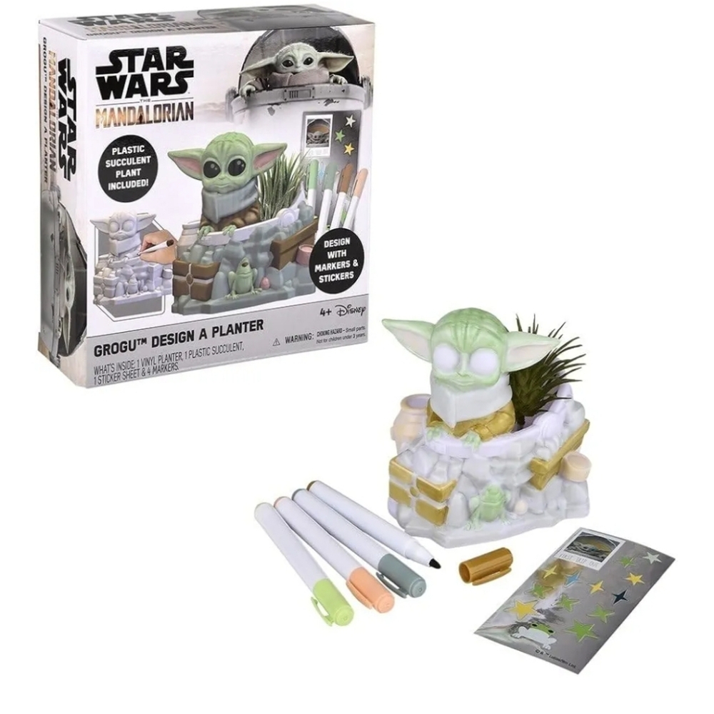 Disney Star Wars Mandalorian Planter with Green and White Accents
